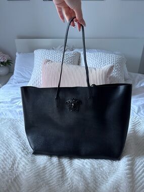 Versace Black Leather Medusa Palaso Tote